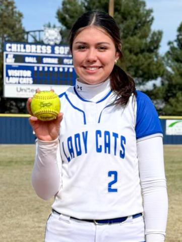 Childress’ Journey Prince hits her sixth homerun of the season in the Lady Cats’ win over Bushland Monday, March 16 in Childress. Childress Bobcat Boosters