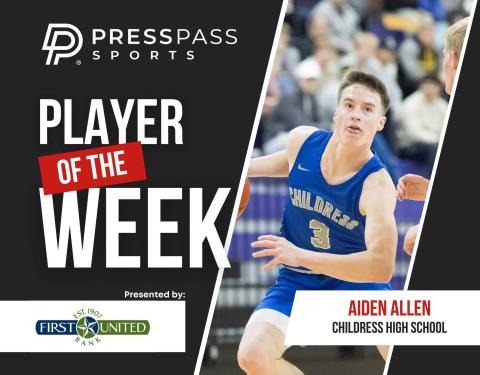 Childress’ Aiden Allen is the Press Pass Sports First United Bank Boys Athlete of the Week, announced Wednesday, Jan. 10. Press Pass Sports/Joe Garcia III