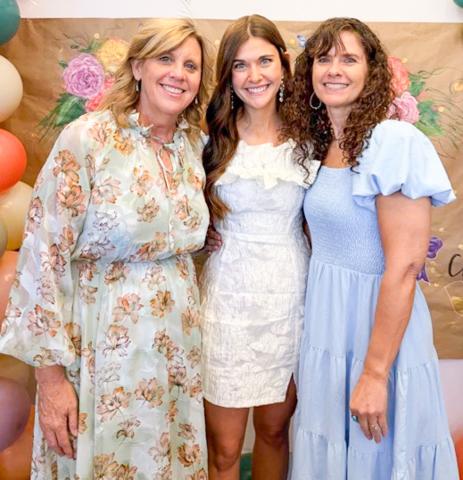 Bride-to-be Cali Pontnack gathers with her future mother-in-law, Ashley Long, left, and her mother, Linda Pontnack, on Sunday afternoon, April 12, at the Lewis Building venue. COURTESY PHOTO