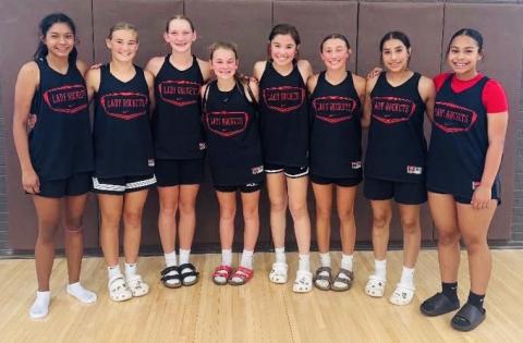 Hosted by the City of Elk City, 84 teams, 41 cities and three states had representation at the recent Elk City Girls Team Camp, including the eighth-grade Wellington Lady Firecrackers. From left: Priscilla Marentes, Ava Kate Inman, Kaesyn Kane, Halle Hedrick, Brylnn Kemp, Claire Kane, Yisel Moreno, Jazlynn Coffee. Christy Kane