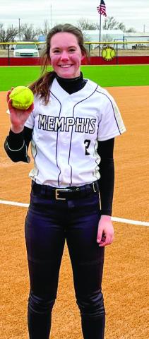 Lady Cyclone Emma Talley brings in a home run against Lockney Friday, Feb. 24 at the Lockney Tournament, held Thursday, Feb. 23 through Saturday, Feb. 25. Photo Courtesy of Memphis ISD