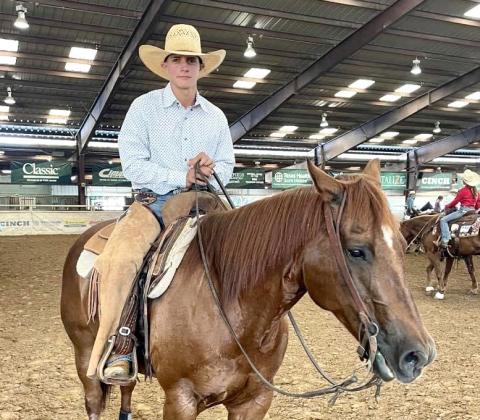 Childress’ Riggin Brents receives All-round Stock Horse High Point at the recent 54th Annual District 3 4-H Horse Show at the NRS Event Center in Decatur.