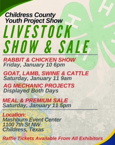 The 2025 Childress County Youth Project Show will take place Friday, Jan. 10 and Saturday, Jan. 11 at the Mashburn Event Center and Arena. Graphic Courtesy of Childress County Youth Project Show
