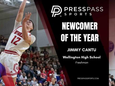 Wellington’s Jimmy “Jax” Cantu, a freshman forward for the Skyrockets, is the 2026 Press Pass Sports Newcomer of the Year, announced Sunday, April 5. Press Pass Sports/Roy Wheeler