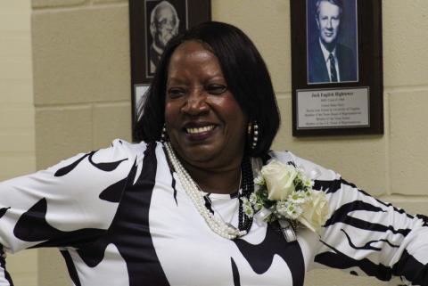 Demetrice Lachille Henderson Stephens, Memphis High School Class of 1975, is inducted into the Memphis Independent School District Hall of Honor Friday, May 23 at Memphis High School. Additional inductees included the late Alicia Faye Berry, Memphis High School Class of 1977, and the late Herbert Hartman, Memphis High School Class of 1950. The Red River Sun/Elizabeth Tanner