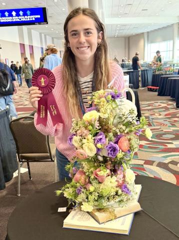 Childress High School Future Farmers of America (FFA) floriculture student Avery Keys competes at the Houston Livestock Show and Rodeo’s Horticulture Competition, where she took a seventh-place finish in Texas Tables. Childress FFA