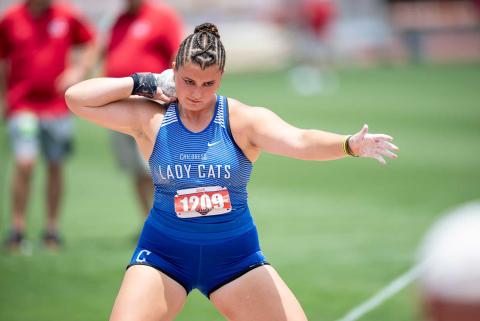 Childress’ Taylor Wiseman was recently selected to the Texas High School Coaches Association 2024-2025 Girls Track and Field Class 3A Super Elite Team. A University of Oregon commit, Wiseman sealed double-gold at the UIL Class 3A State Track and Field Championships, throwing first-place finishes in both discus and shot put, breaking the Class 3A shot put state record. Press Pass Sports/Joe Garcia III