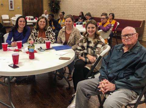 Wellington High School junior Summer Neufeld serves as program guest for the Monday, Nov. 21 bimonthly meeting of the Wellington Lions Club. She performed “My Love” by Petula Clark and “Nobody” by Sylvia. Neufeld has been taking voice lessons for approximately four years from Gerald Monson, of Childress. Seated, from left: Sweetheart Summer Owens, Lion Margret Wood, Maria Neufeld, Summer Neufeld, Monson. The Red River Sun/Bev Odom