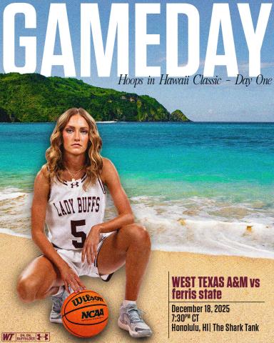 Lady Buff 5-10 senior guard Kyla Kane, of Wellington, prepares for the Thursday, Dec. 18 Ferris State match up in the Hoops in Hawaii Classic in Honolulu, where West Texas A&amp;M took a 68-54 win. Kane led in scoring with 18 points. Lady Buff Basketball