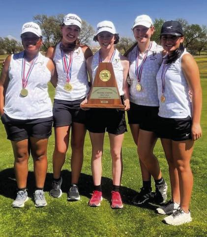 The Memphis Lady Cyclones win the Region 1-2A Championship Monday, April 17 and Tuesday, April 18 at Palo Duro Creek Golf Course in Canyon. Photo Courtesy of Memphis ISD