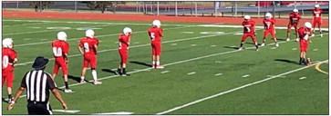 Seventh-grade Firecrackers lineup for kick off against Bushland at River Road, earning a second consecutive shutout with a 22-0 win. Courtesy Photo