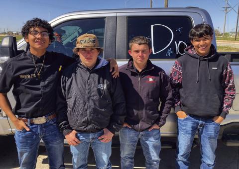 Memphis High School Future Farmers of America (FFA) members compete in the Area 1 Qualifying Range and Wildlife Career Development Events (CDEs) Tuesday, April 8. Competing in Wildlife Judging, the Memphis team locked in a 15th-place finish, thanks to a 42nd-place finish by Ricky Murphy, a 52nd-place finish by Steven Saucedo, a 55thplace finish by Ruston Murphy and a 58th-place finish by Richard Garcia. Memphis ISD
