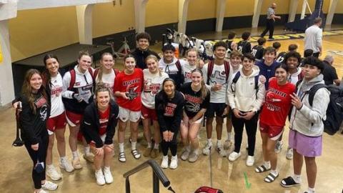 Wellington Skyrockets and Lady Rockets gather for a group photo following two teams wins during the Texas Bank Holiday Classic in Brownwood. Courtesy Photos