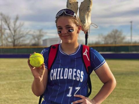 Childress’ Ansley Parr hits her fourth homerun of the season against River Road Monday, March 24 in Childress. Courtesy Photo