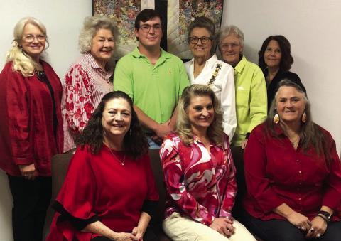 Wellington High School senior Caleb Strickland receives recognition as the LaPaisana Chapter Daughters of the American Revolution 2024-2025 Good Citizen. Front row, from left: Margret Wood, Czrena Watts, Kimberlie Parker. Back row, from left: Rhonda Colson, Vada Wood, Strickland, Sharon Starkey, Wanda Parker, Nancy Henard. The Red Rive Sun/Bev Odom