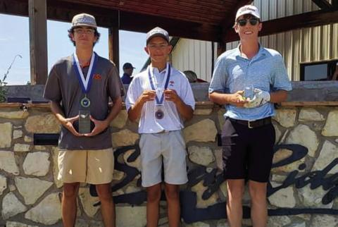 High-school boys accept end-of-year awards. From left: Tristen Dunn, first, Altus, Okla.; Lincoln Stafford, second, Altus, Okla.; and Jace Farr, third, Altus, Okla.