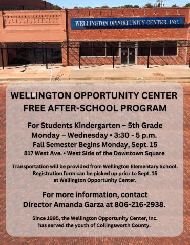 Wellington Opportunity Center convenes Sept.15 for fall session
