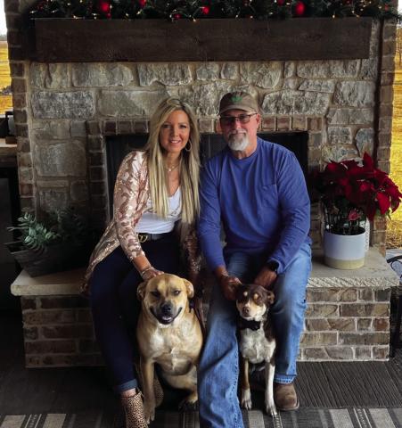 Another destination on the HUGS Holiday Home Tour, Tina and Lee Souder unwind in the elegant outdoor space of their country home.