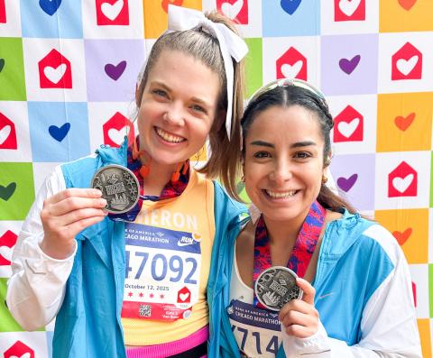 On Sunday, Oct. 12, Cameron Warren, left, and Veronica Garcia ran the 2025 Bank of America Chicago Marathon with Team Ronald McDonald House Charity. The running duo completed their first Abbott Major World Marathon, with Warren running a 4:11:26 and Garcia finishing with a time of 4:12:12, just below the average woman’s time according to race statistics since 2000. Carrie Warren