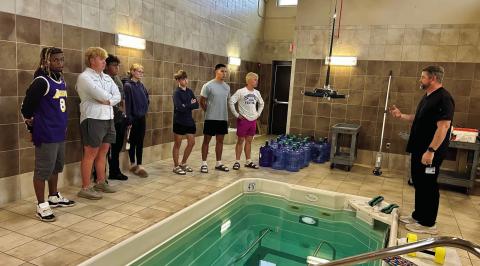 Childress High School kinesiology students take a tour of Childress Regional Medical Center’s (CRMC) physical therapy unity, gaining insight into the medical field. Childress High School