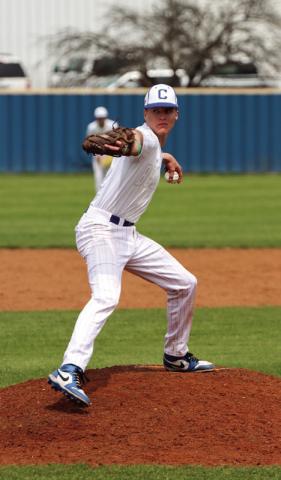 Childress’ Aiden Allen pitches against the Slaton Tigers Saturday, March 23 in Childress. Photo by Childress High School Yearbook Staff