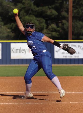 Childress’ Ansley Parr rings up 14 strikeouts against Canadian Monday, March 31. Childress High School Yearbook