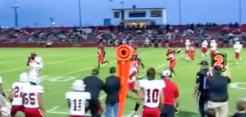 The Wellington Skyrocket offensive line gets into position, while quarterback Callen Kane spots his receiver and completes the pass Friday, Sept. 5 at Bomber Bowl in Frederick, Okla., where the Skyrockets took a 23-13 win, putting together a strong second half. Courtesy Photo
