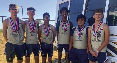 The Memphis Cyclones take a second-place team finish at the 2023 UIL 2A-District 2 Cross Country Meet Tuesday, Oct. 10 at Tom Britt Memorial Park in Wheeler. From left: Ryder Robison, Kyler Robison, Aldo Soto, Dresden Johnson, Kaleb Zuniga, Nathan Perkins.