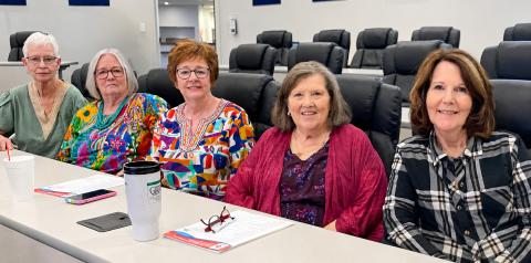 Participating in the first virtual House of Delegate Zoom meeting at Region 16 Education Service Center in Amarillo, area Texas Retired Teachers Association (TRTA) members represented Childress and Wellington. From left: Guest Dianne Phillips, of Childress, TRTA Delegates Neweta Carroll and Katrece Hale, of Childress, and Phyllis Floyd and Nancy Henard, of Wellington. COURTESY PHOTO