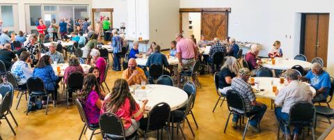 Citizens of Wellington converged on the shared space of the Senior Community Café and Wellington Senior Citizens Center for the Collingsworth County Home Delivered Meals (HDM) chicken fried steak fundraiser luncheon from 11:30 a.m.-1 p.m. Sunday, Aug. 24. The Red River Sun/Bev Odom