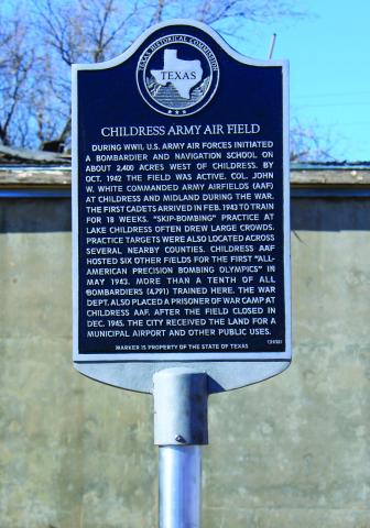 A Texas Historical Commission marker is unveiled at the Childress Army Airfield Friday, Jan. 17. The Red River Sun/Elizabeth Tanner