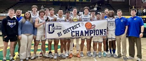 The Childress Bobcats take down the River Road Wildcats in a 51-28 final Monday, Feb. 19 in Pampa for the bi-district championship. Area round details were not available at press time. Courtesy Photo