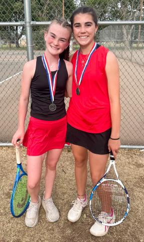 Tatum Martin, left, and Quinn Roberson, second-place girls’ doubles.