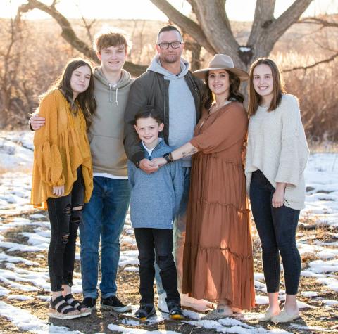 Wellington First Christian Church Pastor Will and Haley Grant and four of their six children pose for a family photo a few years back. Their youngest son is now 14 years old. Will Grant Collection