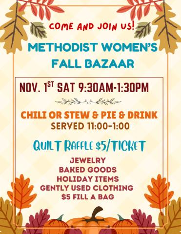 Wellington Methodist Women to host Fall Bazaar