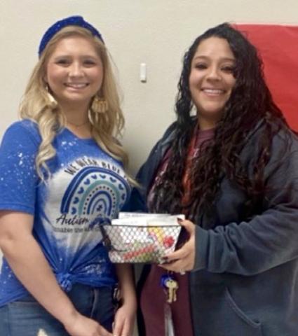 From left: Bailey Bradley, Childress Elementary School (CES) special education paraprofessional Tiffany Saucedo. Not pictured is CES special education teacher Berry Holman.