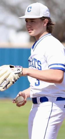 Childress Bobcat Sawyer Dunlap, a senior pitcher and outfielder, recently committed to Wayland Baptist University, located in Plainview. Dunlap’s commitment was announced Thursday, Nov. 30. Courtesy Graphic