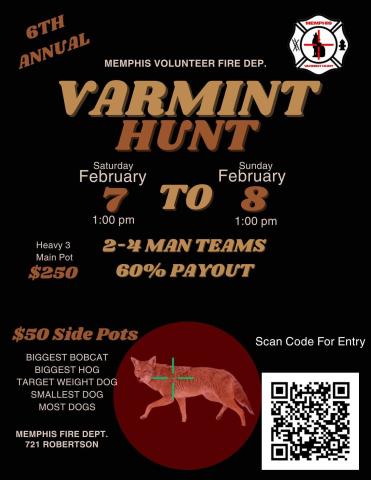 Memphis VFD to host 6th Annual Varmint Hunt