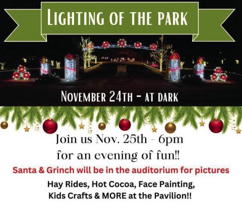 Christmas In The Park’s annual Lighting of the Park festivities will take place Friday, Nov. 24 and Saturday, Nov. 25. Graphic Courtesy of Christmas In The Park