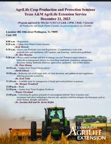 Collingsworth County Extension slates crop seminar