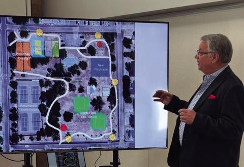 Ellison Park Renovation Project Working Group Chairman Neal Odom explains upgraded plans to Collingsworth County Retired School Personnel at their January meeting. Photo Courtesy of Collingsworth County Retired School Personnel
