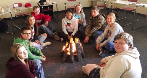 Clockwise, from left: Chloe Peters, Keylen Jeffrey, Claire Kane, Barrett Wiebe, Angel Segovia, Webb, Kane Waters, Ava Kate Inman and Caleb Colson.