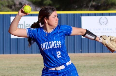 Childress’ Journey Prince aids the Lady Cats in a 23-2 win over Quanah Friday, March 6 in Childress. Childress High School Yearbook