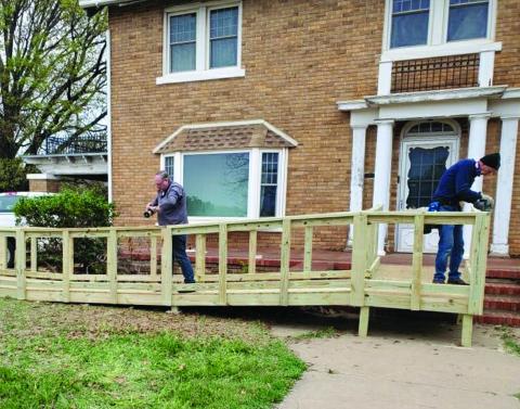 The Memphis Lions Club participates in the Texas Ramp Project, a program which builds wheelchair ramps for low-income disabled and elderly individuals, Saturday, March 23. Currently serving 130 Texas counties, the Texas Ramp Project, a nonprofit organization, completes over 2,400 projects each year. Courtesy Photo
