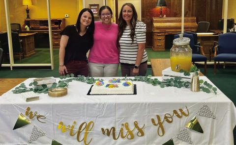 Happy State Bank’s Memphis Branch bids farewell to Branch Lending and Operations Manager Colleen Owens, right, during a going-away party Wednesday, April 30. Memphis Chamber of Commerce
