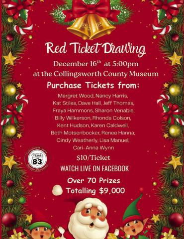 Take a look at the $10 Red Ticket promotion giveaway items and shop local this holiday season. Collingsworth County Chamber of Commerce