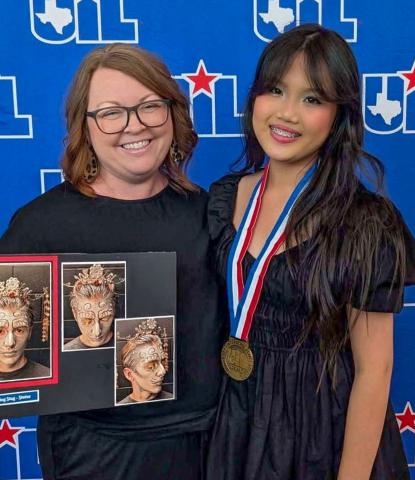 Childress High School’s Lyly Dinh places third in Theatrical Design – Hair and Makeup at the 2025-2026 State UIL Contest Friday, May 15-Saturday, May 16 at the Austin Independent School District (ISD) Performing Arts Center. For the challenge, designers were required to incorporate four wedding elements — something old, something new, something borrowed and something blue — into their “The King Stag” fantasy character challenge. CHILDRESS ISD