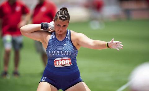 Childress High School senior Taylor Wiseman was recently selected to the 2025 Texas Girls Coaches Association (TGCA) 3A Track and Field All-State Team. A University of Oregon commit, Wiseman recently sealed double-gold at the UIL Class 3A State Championships, throwing firstplace finishes in both discus and shot put. At the meet, Wiseman also broke the Class 3A shot put state record, uncorking a 47-2 to seal her name in the record books. Press Pass Sports/Joe Garcia III