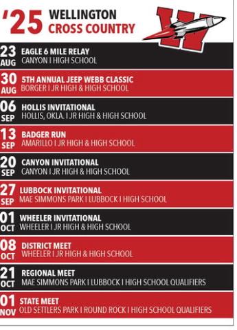 Wellington releases cross country schedule