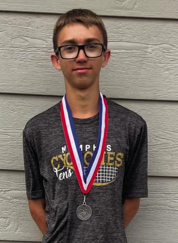 Ryder Robison places second in the boys’ singles during the District Invitational Wednesday, March 22 in Vernon, qualifying for the upcoming regional meet.